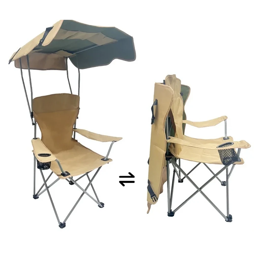 Chaises de camping Chaise pliante portable avec auvent Activités de plein air – Image 6