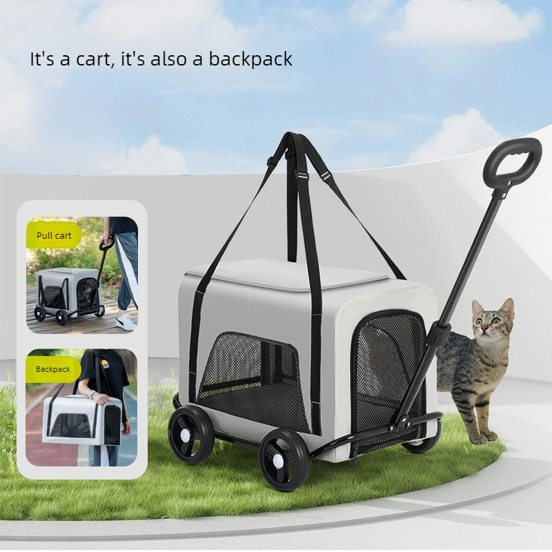 Foldable Pet Stroller for Cats Dogs, Lightweight Travel Cat Stroller, Outdoor Pushchair for Puppies, One-Hand Folding – Image 2
