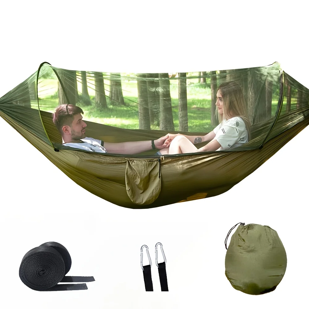 Hamac de camping 2 en 1 avec moustiquaire ultraléger en nylon appoint survie plein air – Image 7