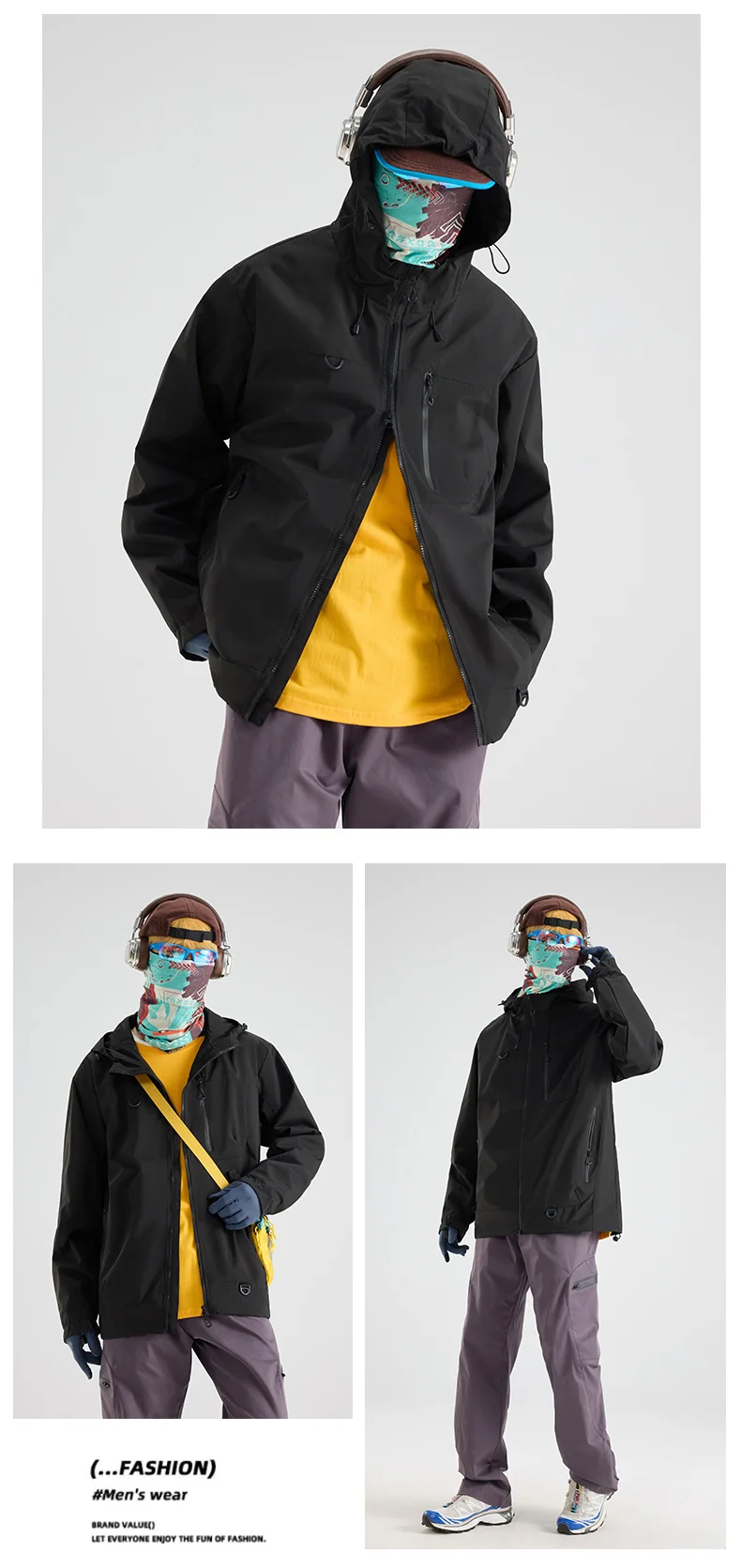 Veste à capuche de randonnée unisexe imperméable, coupe-vent d'automne – Image 22