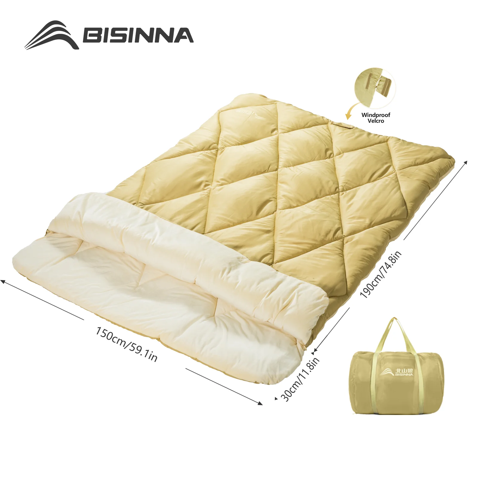 Sac de Couchage 2 personnes 4 Saison Détachable BISINNA