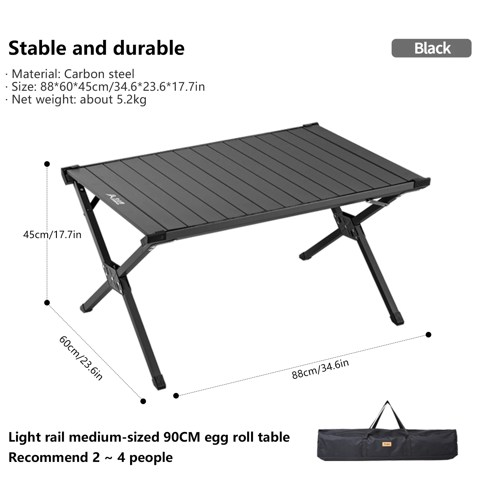 TABLE pliante Portable en acier au carbone avec sac de transport – Image 8