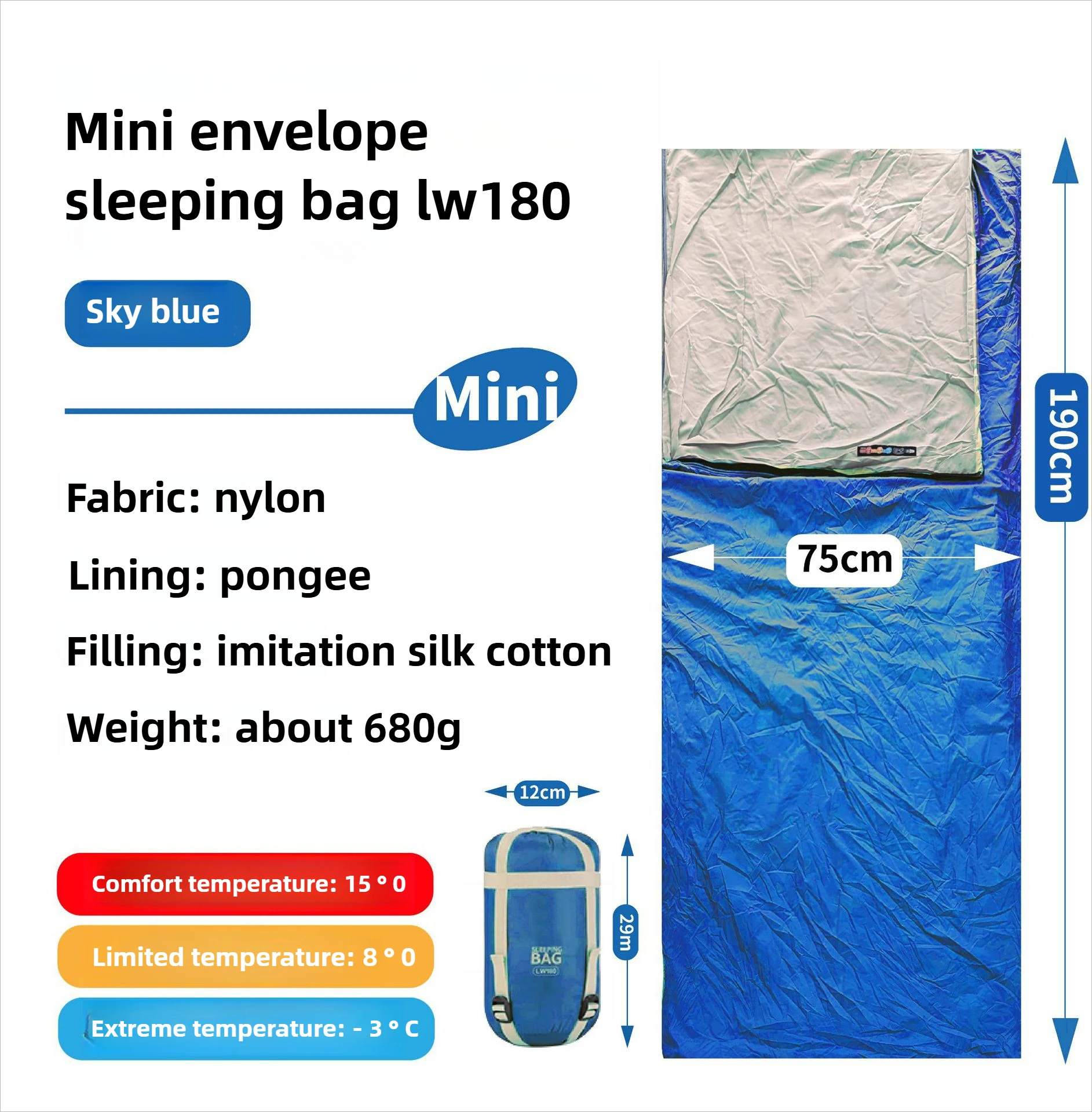 Mini sac de couchage adulte, en coton lavable en machine voyage, alpinisme, camping en plein air, – Image 12