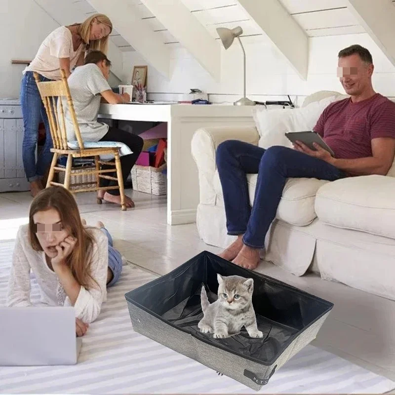 Bac à litière pour chat portable, résistant aux fuites, pliable – Image 15