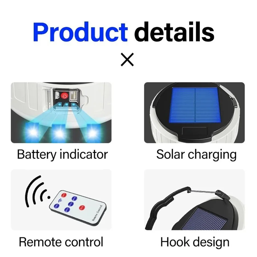 Lampes solaires d'extérieur portables à LED, 3 modes, rechargeables – Image 5
