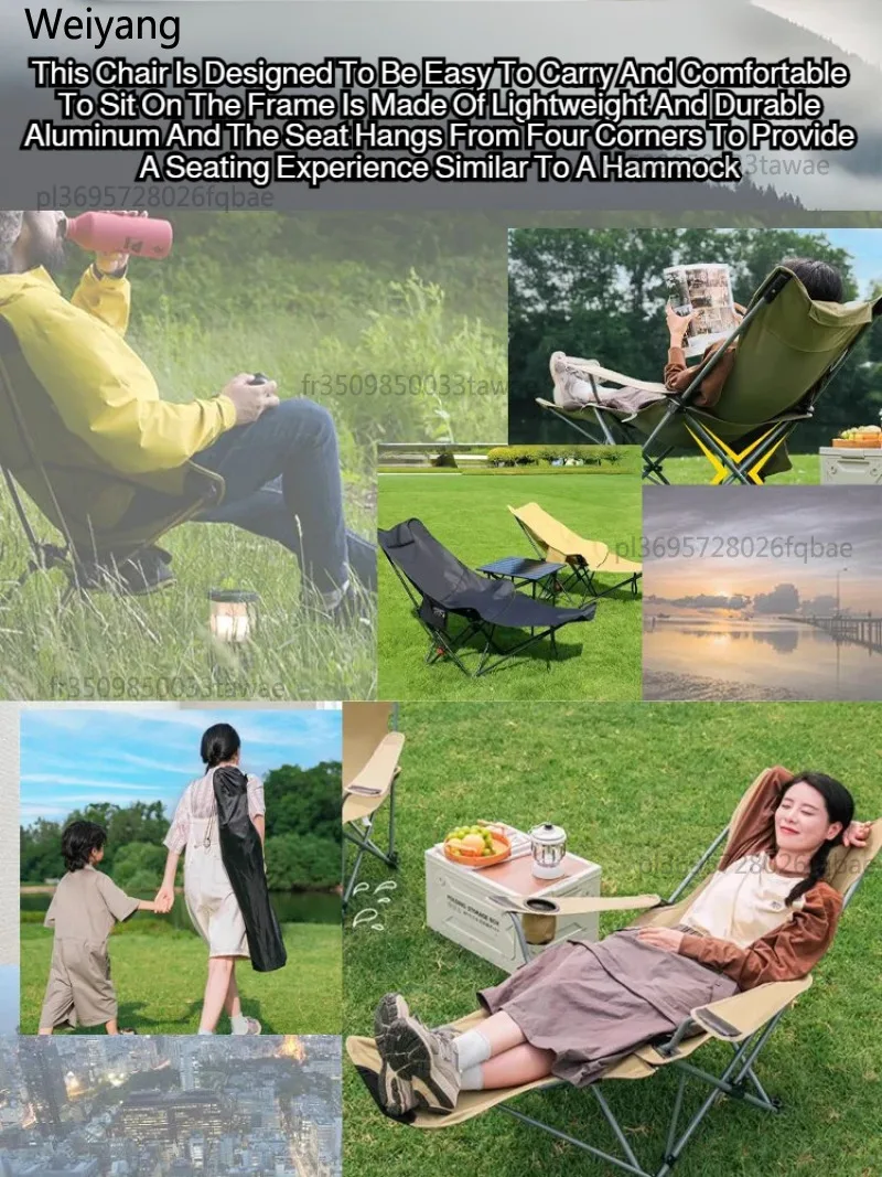 Fauteuil/Chaise pliante de LUXE portable inclinable pliable Appui-tête incurvé grand confort avec repose-jambes – Image 3