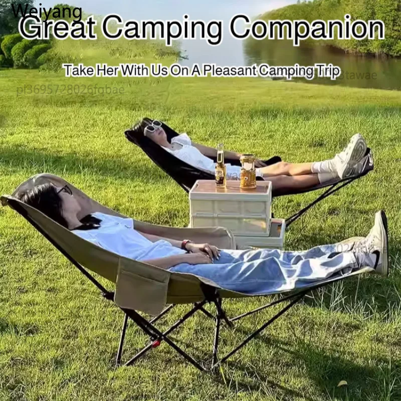 Fauteuil/Chaise pliante de LUXE portable inclinable pliable Appui-tête incurvé grand confort avec repose-jambes