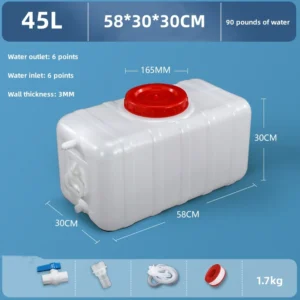 Réservoir d'eau épais blanc de qualité alimentaire de 45 L,  stockage d'eau rectangulaire pour réservoir camping-car