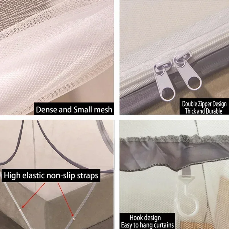 Moustiquaire de lit pliable pour lit double, respirante, anti-moustiques, pour la maison, les voyages et le camping – Image 5