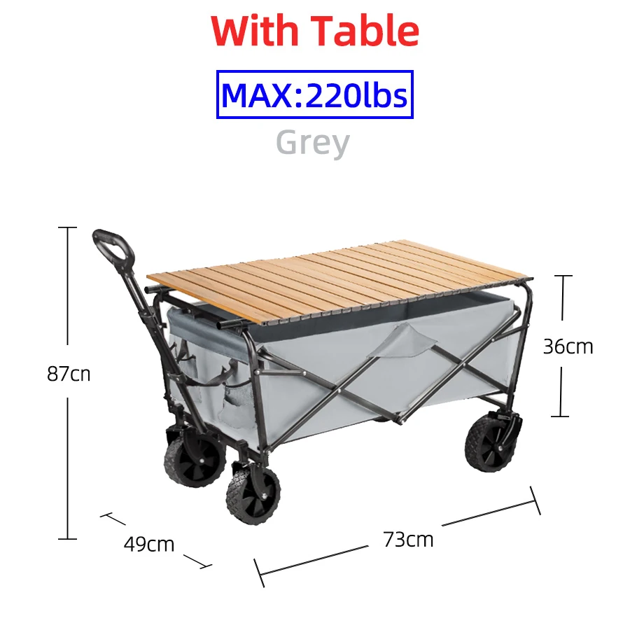 chariot pliable robuste de grande capacité, camping, achats, l'équipement extenssible à l'arrière – Image 10