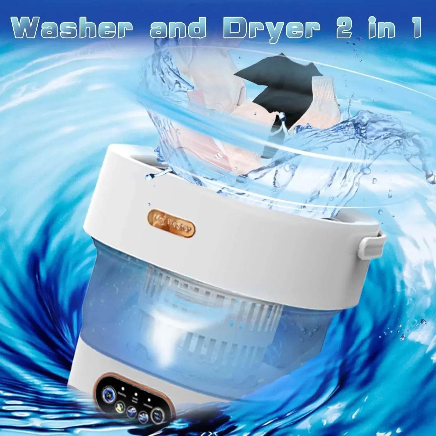 Machine à Laver/essore linge portable et pliable de 15 L, avec rotation idéal pour sous-vêtements – Image 5