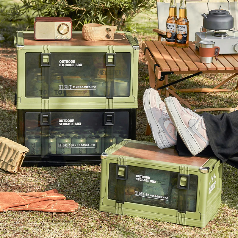 Boîte de rangement pliable épaisse avec couvercle - Idéale pour le camping en plein air, coffre de voiture, pique-niques – Image 5