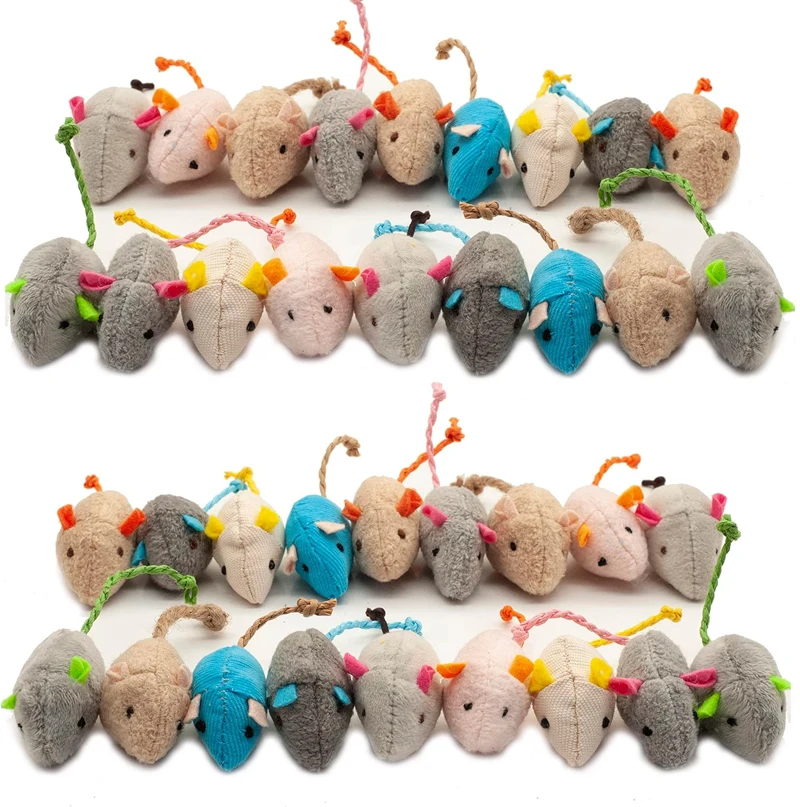 3/200 pièces hochet chat souris jouets également préfabriqués herbe-aux-chats fausse fourrure chat souris – Image 5