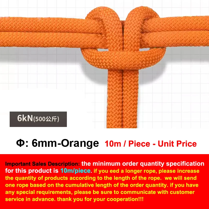 Φ:6/8/10/12mm-10m, Auxiliary Safety Rope,High-Altitude Operations, Emergency Evacuation Rescue Outdoor Mountain Climbing, P737 – Image 23