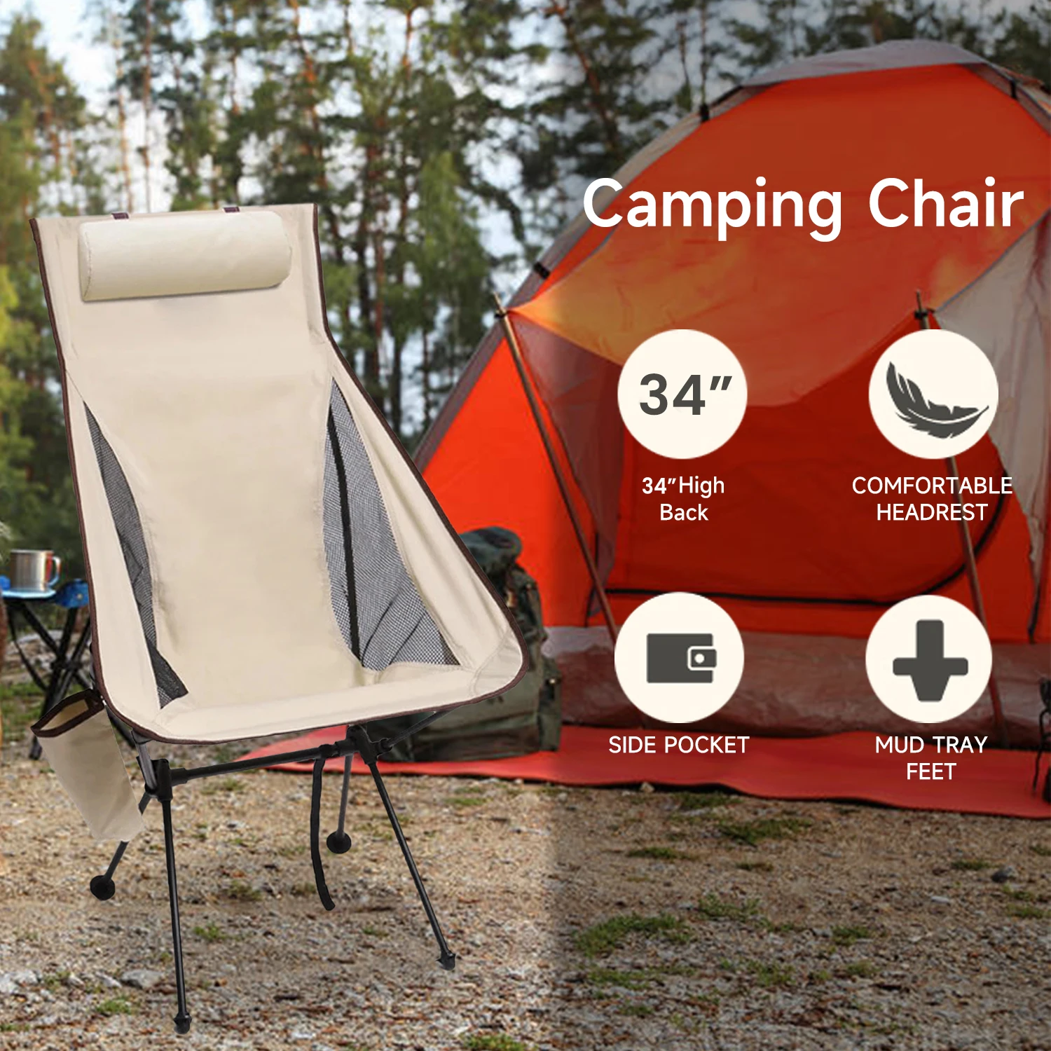 Chaise pliable légère alliage d'aluminium camping (jusqu'à 150kg)