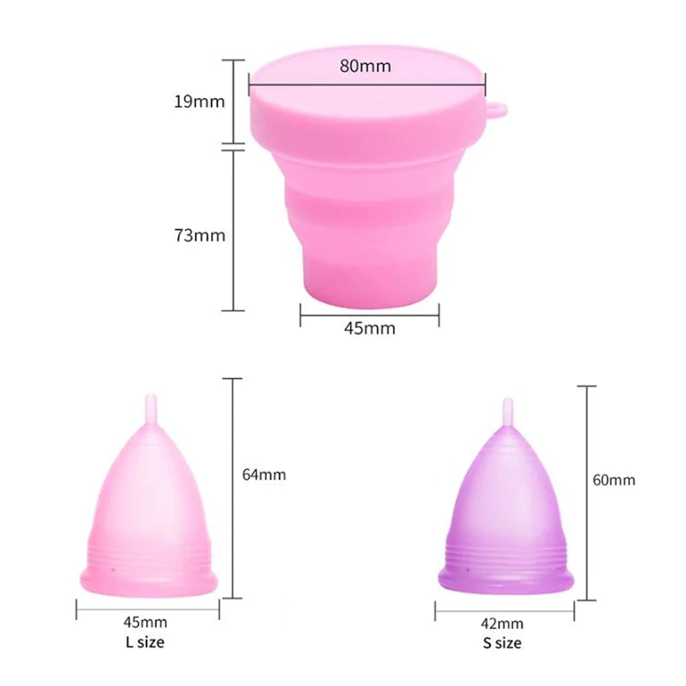Ensemble de 4 coupes menstruelles + bol récuperation en Silicone pour femmes, hygiènique collecteur menstruel – Image 3