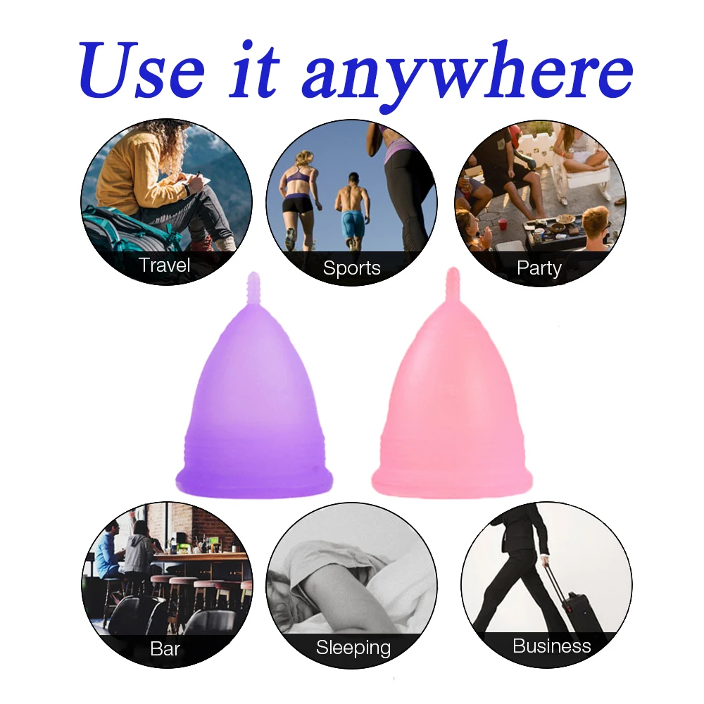 Ensemble de 4 coupes menstruelles + bol récuperation en Silicone pour femmes, hygiènique collecteur menstruel – Image 5