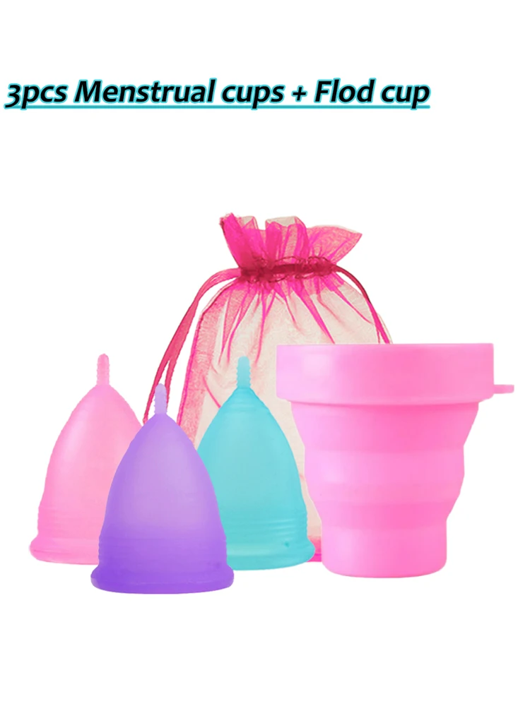 Ensemble de 4 coupes menstruelles + bol récuperation en Silicone pour femmes, hygiènique collecteur menstruel – Image 7